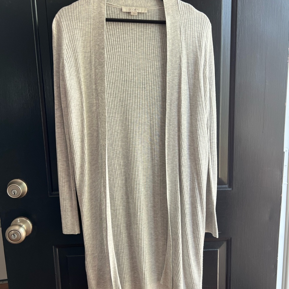 LOFT Light Gray Open-Front Cardigan